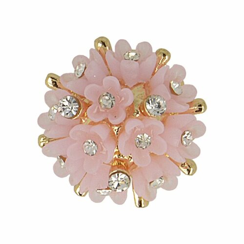 Bouton bouquet strass 20mm - rose