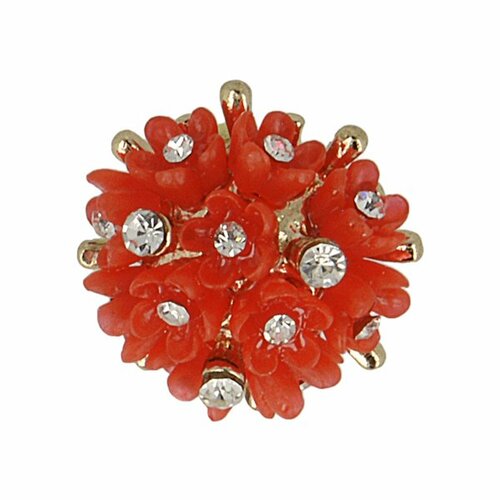 Bouton bouquet strass 20mm - rouge