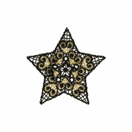 Ecusson thermocollant étoile brodée noir/doré 4x4cm