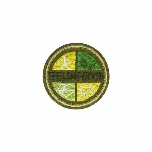 Ecusson thermocollant feeling good fond kaki 5x5cm