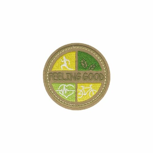 Ecusson thermocollant feeling good fond marron 5x5cm