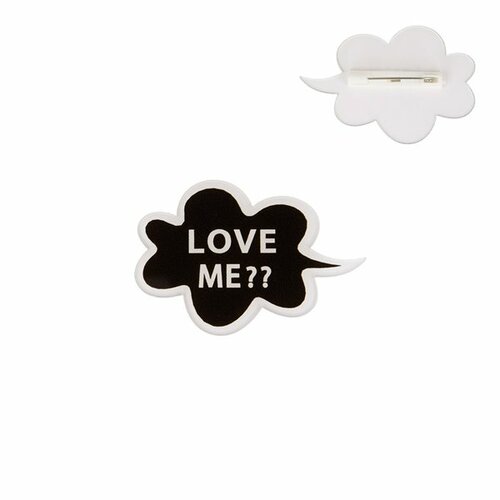 Broche "love me?" 60x40mm noir