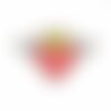 Ecusson thermocollant cœur avec ailes rose fluo 4x6cm