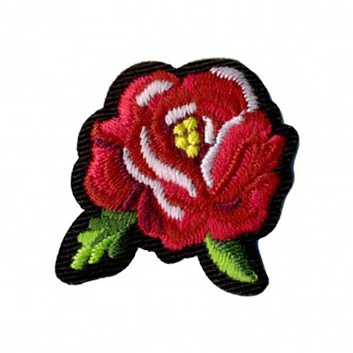 Ecusson thermocollant rose 4x3cm rouge