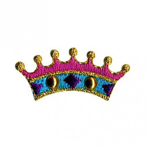 Ecusson thermocollant thermocollant couronne bleu 2,5 x 1,5cm