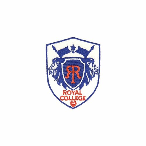 Ecusson thermocollant royal college bleu/blanc 4,6cm x 6cm