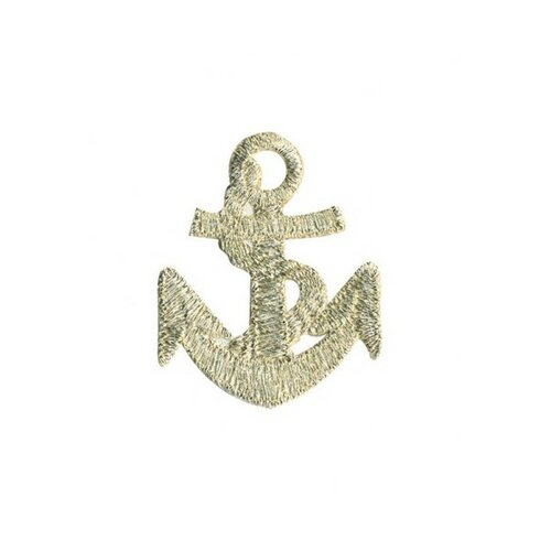 Ecusson thermocollant ancre marine couleur argent 3.1cmx3.8cm