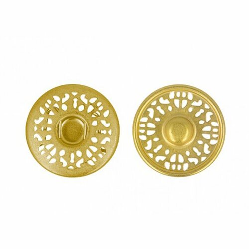 Lot de 6 boutons pression dentelle couleur or 25mm