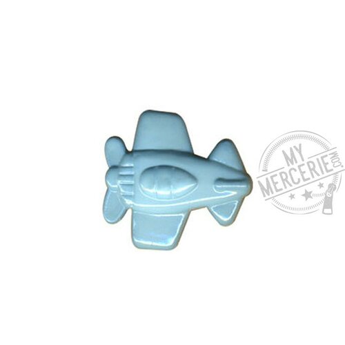 Lot de 6 boutons en forme d'avion couleur bleu layette 15mm