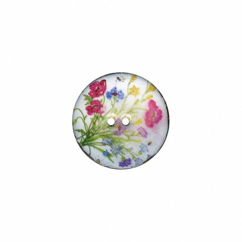 Lot de 6 boutons coco décoré champêtre 34mm