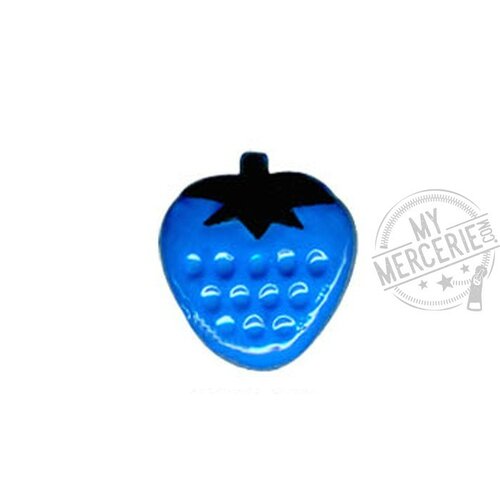 Lot de 6 boutons en forme de fraise couleur bleu 13mm