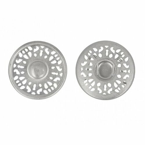 Lot de 6 boutons pression dentelle couleur argent 25mm
