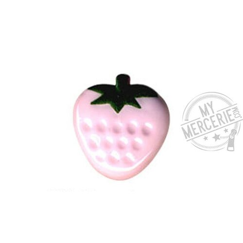 Lot de 6 boutons en forme de fraise couleur rose layette 13mm
