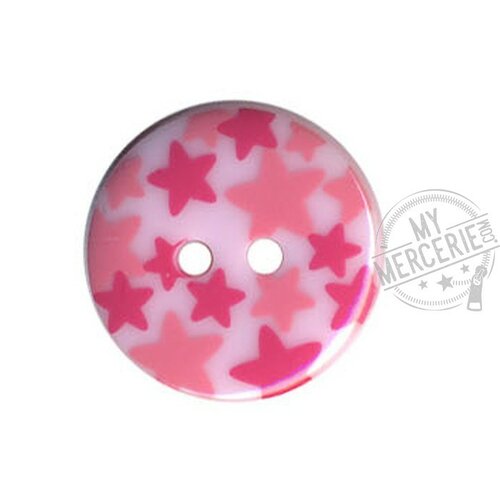Lot de 6 boutons rond motif etoiles couleur rose