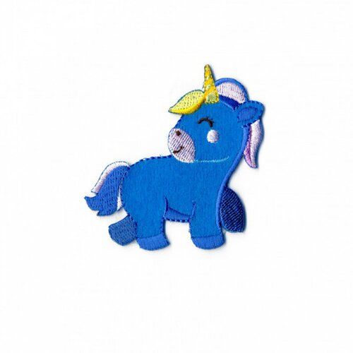 Ecusson thermocollant  licorne bleue 60mm x50mm