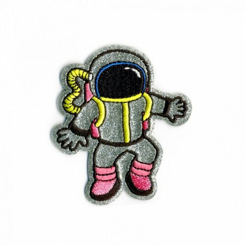Ecusson thermocollant pailleté astronaute 75mm x60mm