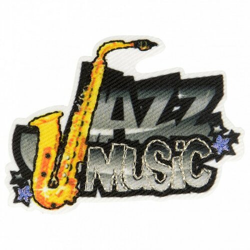 Ecusson thermocollant musique jazz 3,5 cm x 5 cm