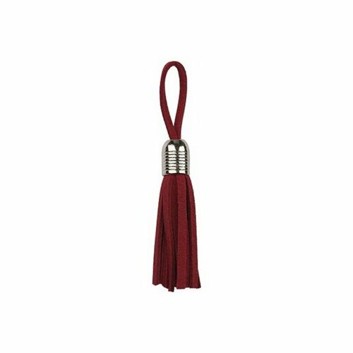 Set 6 pièces pompons frange en cuir bourgogne 55x25cm