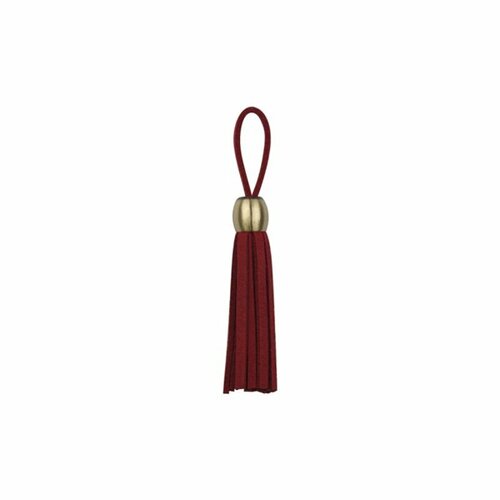 Set 6 pièces pompons frange en simili cuir cerise 65mm