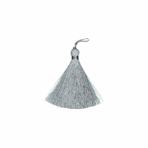 Set 6 pièces pompons viscose et lurex argent 8mm