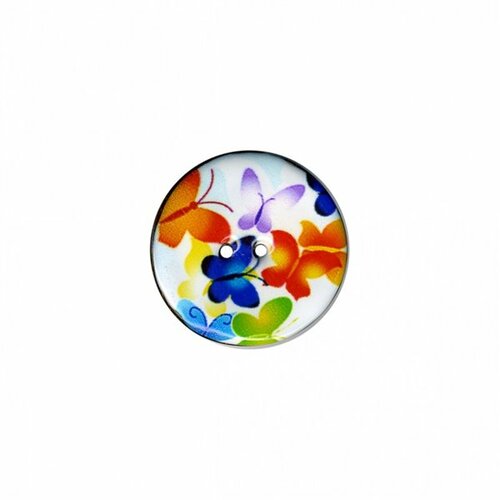 Bouton coco décoré petits papillons 43mm