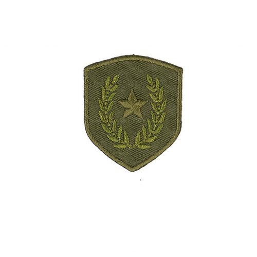 Ecusson thermocollant blason étoile sur laurier vert 4x3,5cm