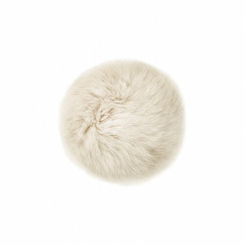 Pompon fourrure lapin 7cm ivoire