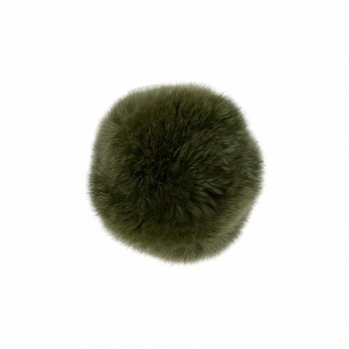 Pompon fourrure lapin 7cm kaki