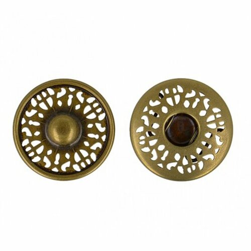 Bouton pression dentelle couleur or antique 25mm