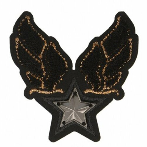 Ecusson thermocollant grande blason étoile ailée 11cmx7.5cm