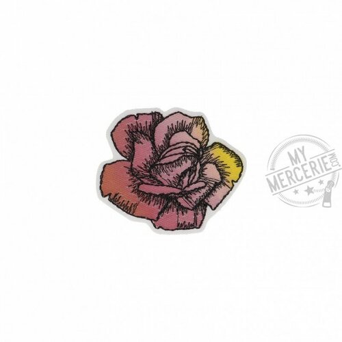 Lot de 3 écussons thermocollants rose vintage rose 4cm x 5cm