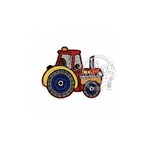 Lot de 3 écussons thermocollants tracteur rouge 3,5cm x 4,5cm