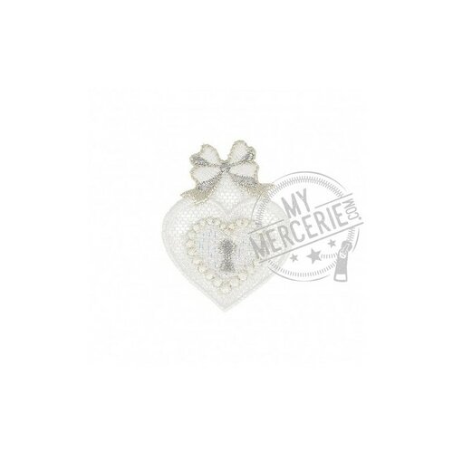 Ecusson thermocollant cœur avec serrure 4cm x 3cm
