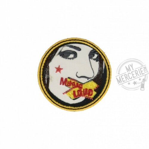 Ecusson thermocollant femme music 5,5cm x 5,5cm