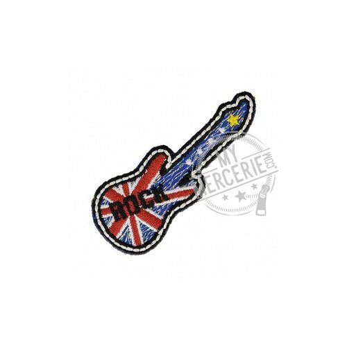 Ecusson thermocollant guitare rock anglais 4,5cm x 3,5cm