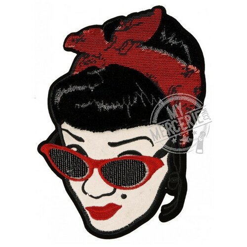 Ecusson thermocollant brodé et sequin lady marilyn xl 16.5x12cm