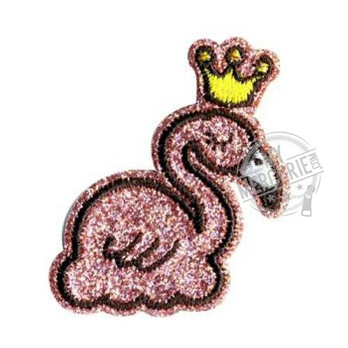 Lot de 3 écussons thermocollants paillettes flamant rose 5x5cm