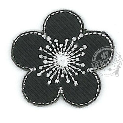 Lot de 3 écussons thermocollants fleur noir 3cmx3cm