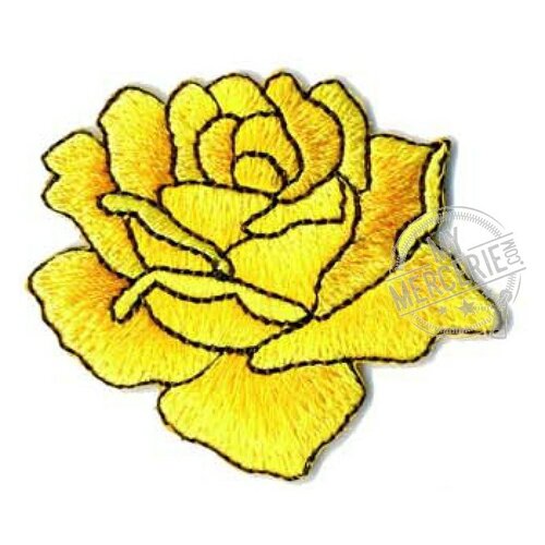 Ecusson thermocollant rose dessinée jaune 4x4.5cm