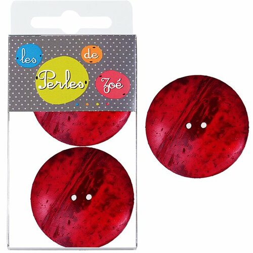 6 boutons coco 4cm bordeaux