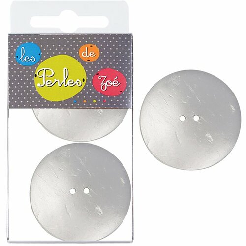 6 boutons coco 4cm argent