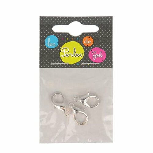 Lot de 3 fermoirs mousqueton 18mm argent