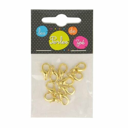 Lot de 10 fermoirs mousquetons 13mm métal couleur or