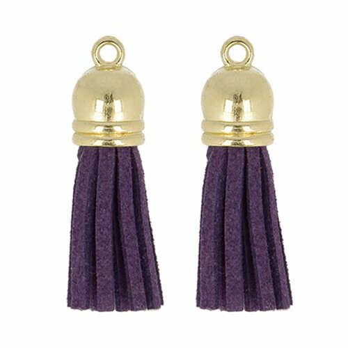 Lot de 2 pompons suedine 37mm violet