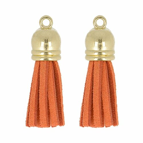Lot de 2 pompons suedine 37mm orange