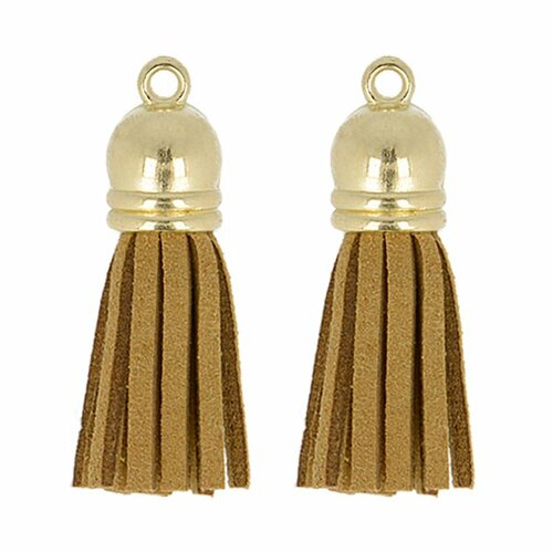 Lot de 2 pompons suedine 37mm bronze