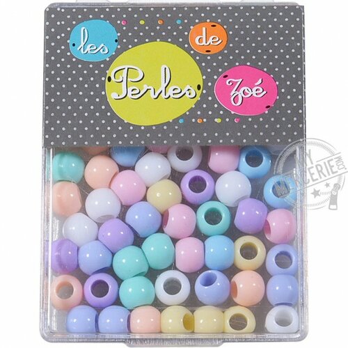 Perles plastiques rondes 6x8mm en boite de 13g