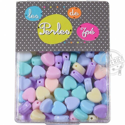 Perles plastiques cœur 8mm en boite de 20g