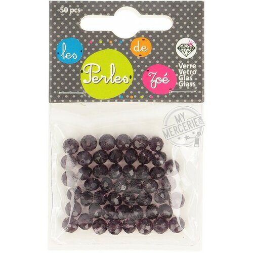 Perles facettes "cristal" en verre amethyst - boite de 50 perles