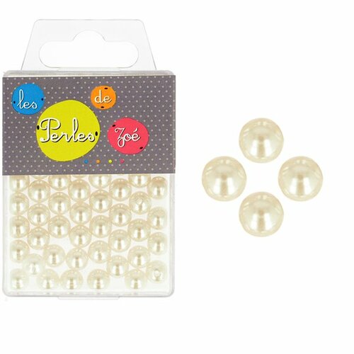 Perles rondes ivoire 10mm - boite de 16g